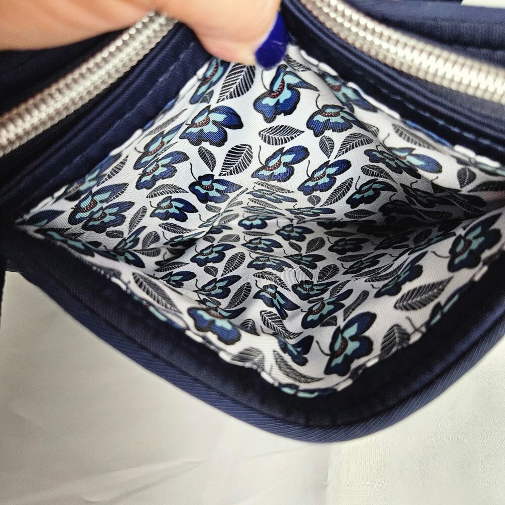 Vera Bradley Tote Bag Small w/ Zippers Performance Twill Classic Navy - Picture 8 of 14